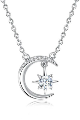 Ay Yıldız Figürü Kristal Taşlı Kadın Kolye - ELİF GÜL